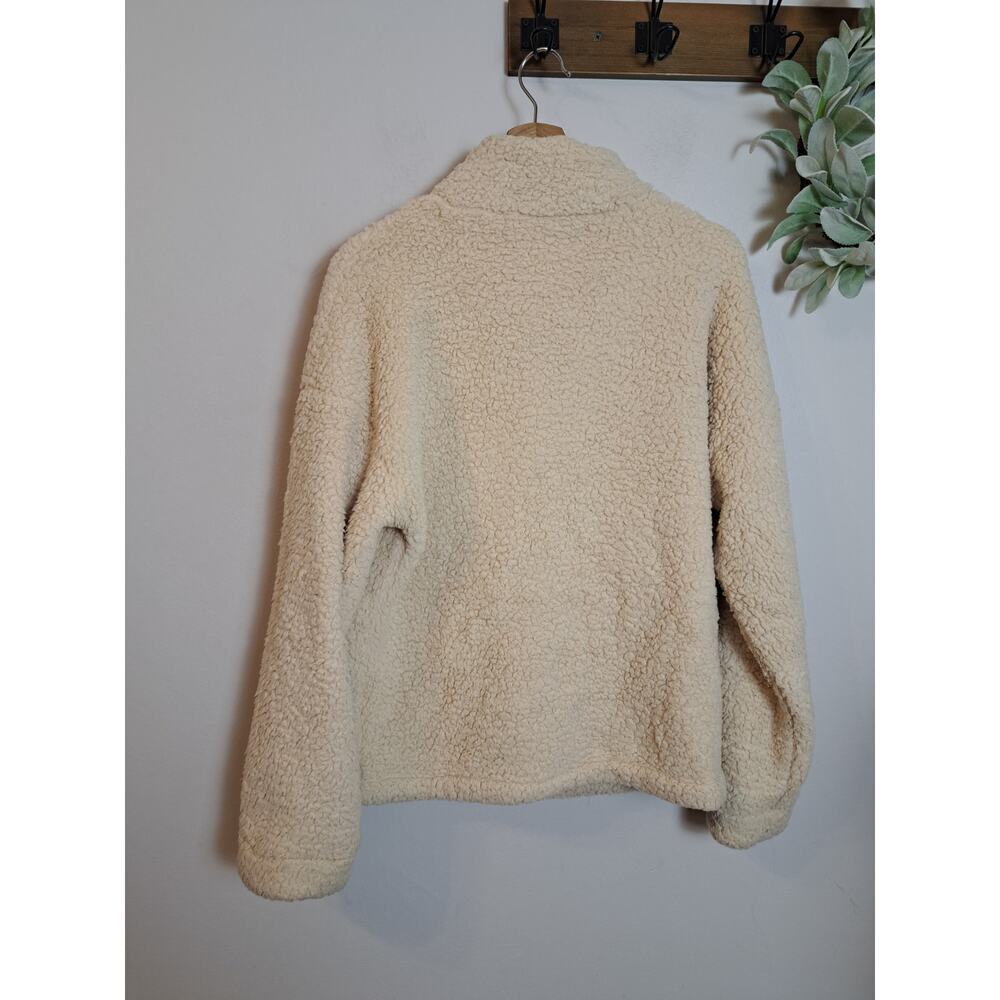 SHEIN Essnce Drop Shoulder Stand Collar Teddy Jacket Cream Fleece Sz M - Picture 4 of 4